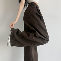 【丈別】サイドピンタックワイドジョガーパンツ BROWN