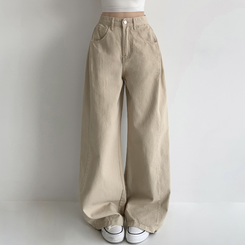 【丈別】サイドピンタックワイドジョガーパンツ BEIGE