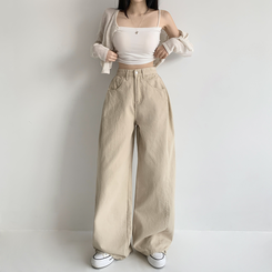 【丈別】サイドピンタックワイドジョガーパンツ BEIGE