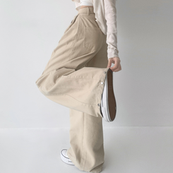 【丈別】サイドピンタックワイドジョガーパンツ BEIGE