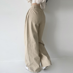 【丈別】サイドピンタックワイドジョガーパンツ BEIGE