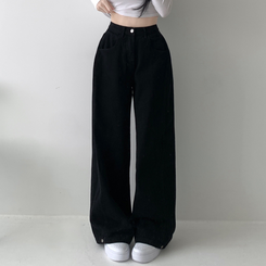 【丈別】サイドピンタックワイドジョガーパンツ BLACK