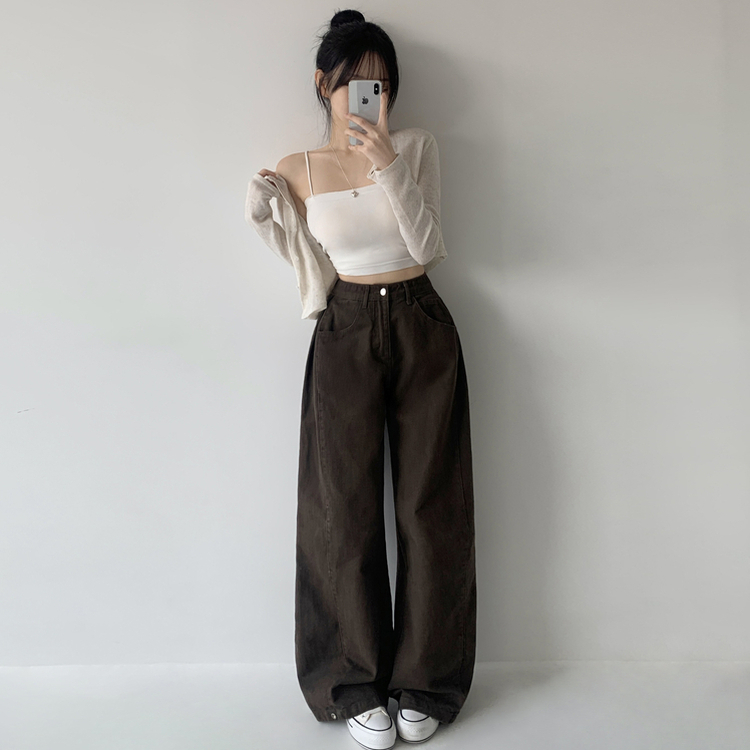 【丈別】サイドピンタックワイドジョガーパンツ BROWN