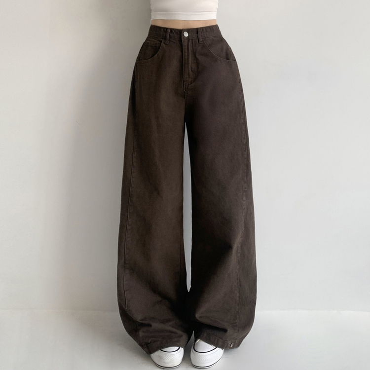 【丈別】サイドピンタックワイドジョガーパンツ BROWN