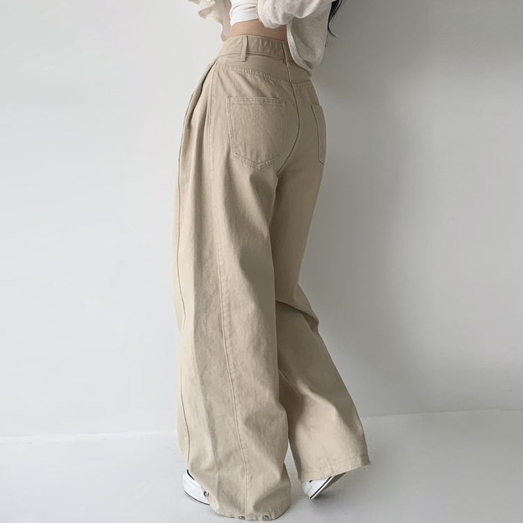 【丈別】サイドピンタックワイドジョガーパンツ BEIGE