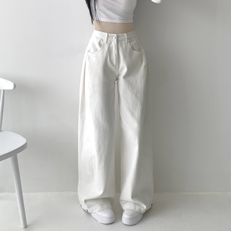 【丈別】サイドピンタックワイドジョガーパンツ WHITE