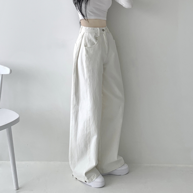 【丈別】サイドピンタックワイドジョガーパンツ WHITE