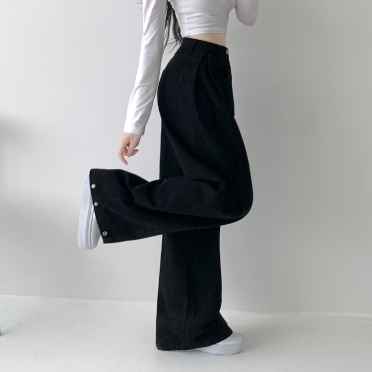 【丈別】サイドピンタックワイドジョガーパンツ BLACK