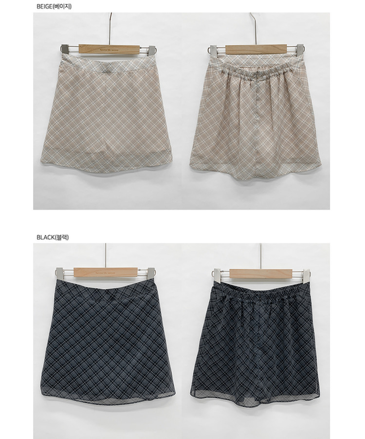 チェックシフォンミニスカート