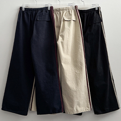 トラックラインコットンワイドパンツ