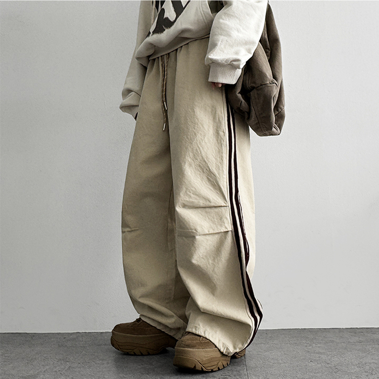 トラックラインコットンワイドパンツ BEIGE
