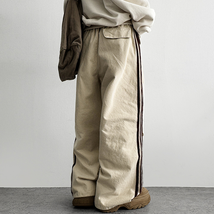 トラックラインコットンワイドパンツ BEIGE