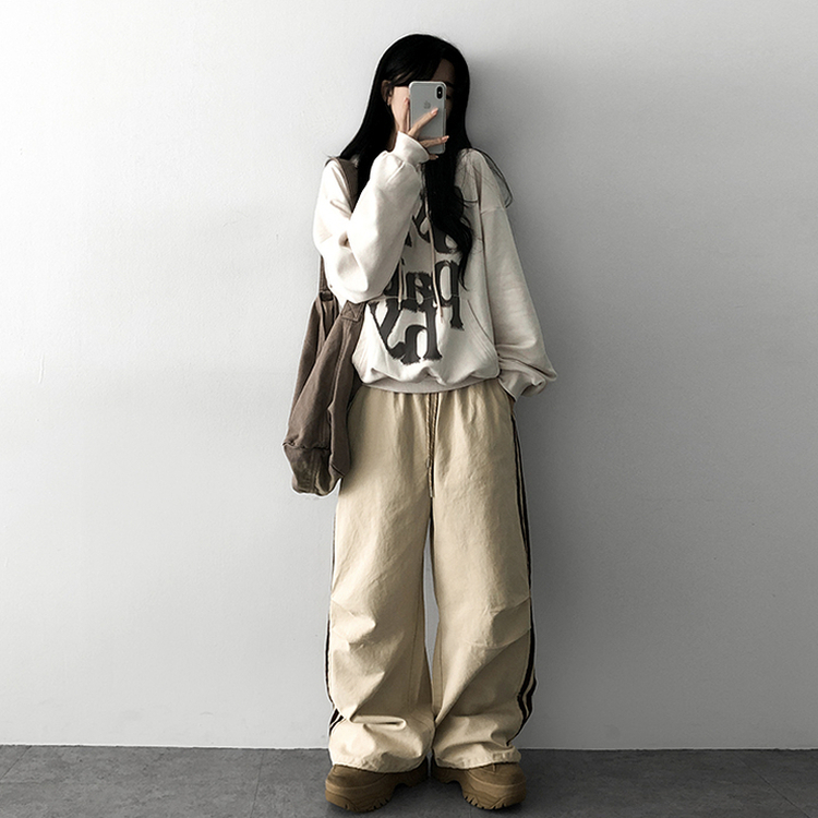 トラックラインコットンワイドパンツ BEIGE