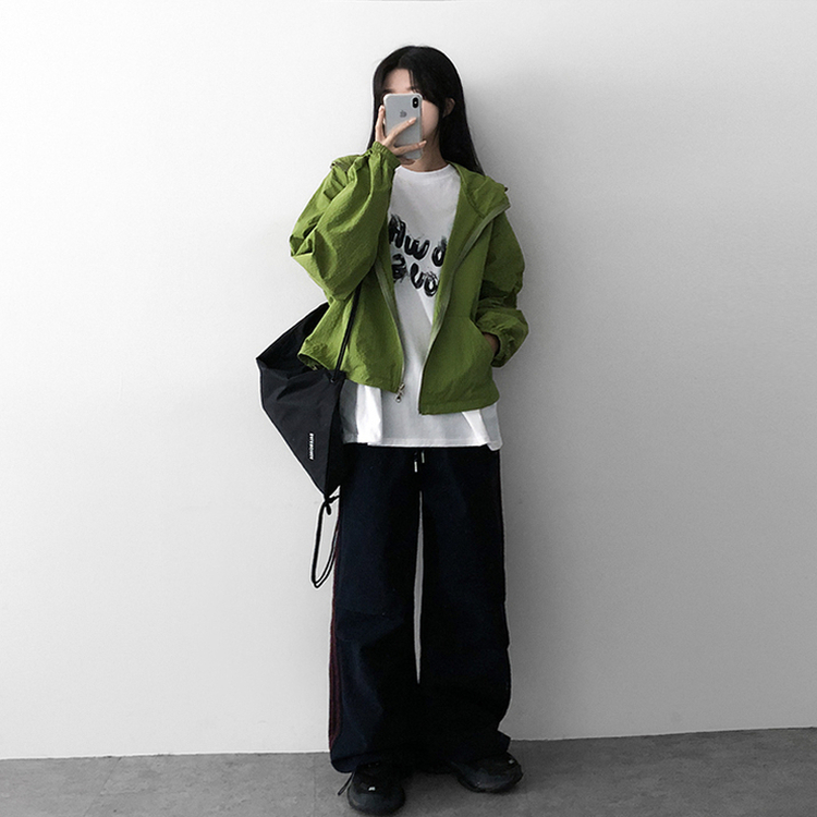 トラックラインコットンワイドパンツ NAVY