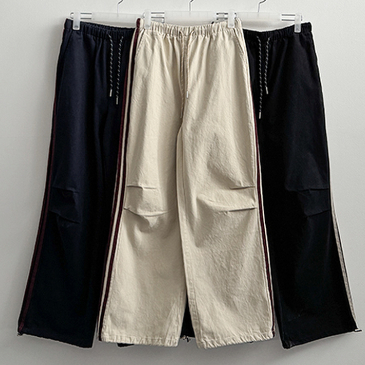 トラックラインコットンワイドパンツ