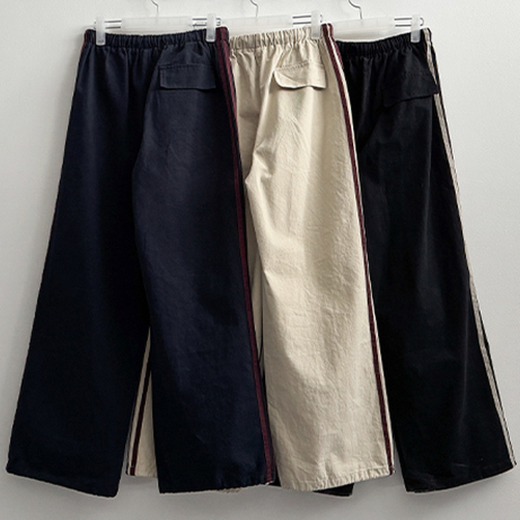 トラックラインコットンワイドパンツ