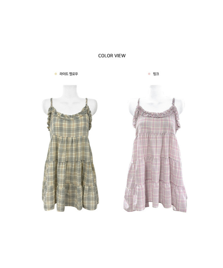 フリルチェックティアードワンピース