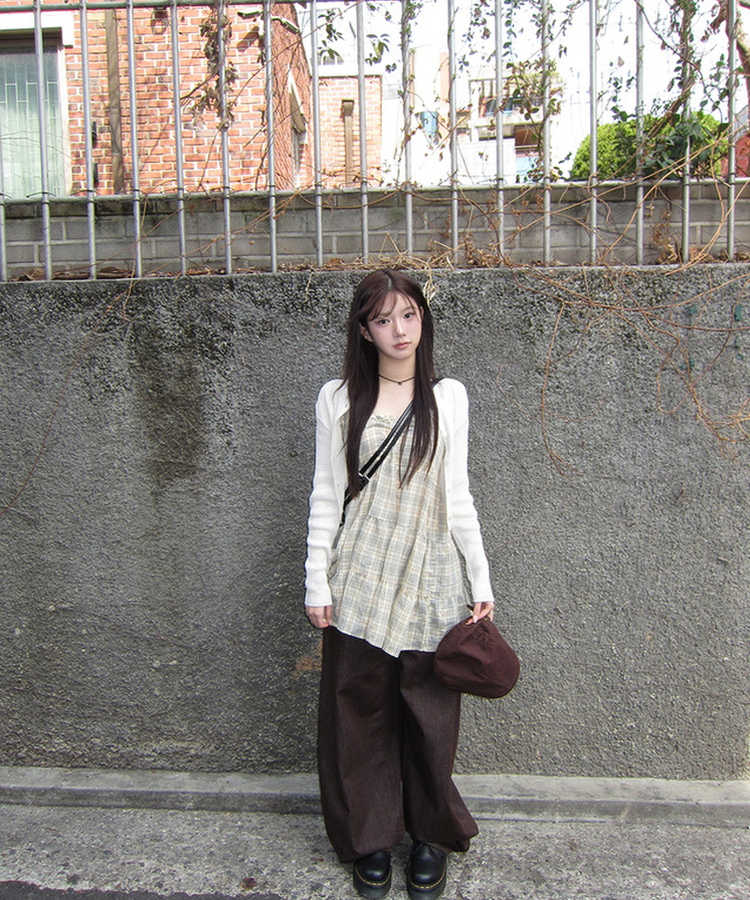 フリルチェックティアードワンピース YELLOW