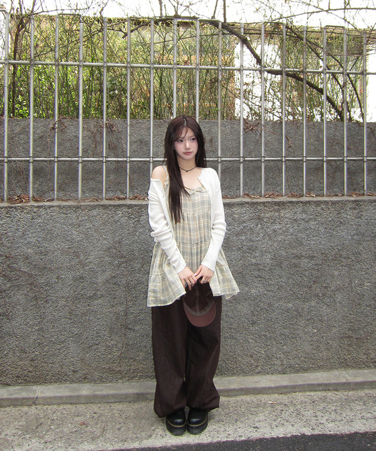 フリルチェックティアードワンピース YELLOW