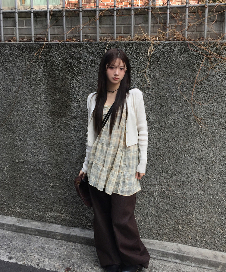 フリルチェックティアードワンピース YELLOW