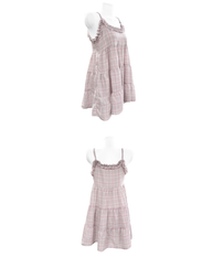 フリルチェックティアードワンピース