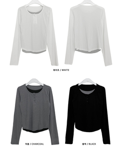 ボタンバイカラーレイヤード長袖Tシャツ