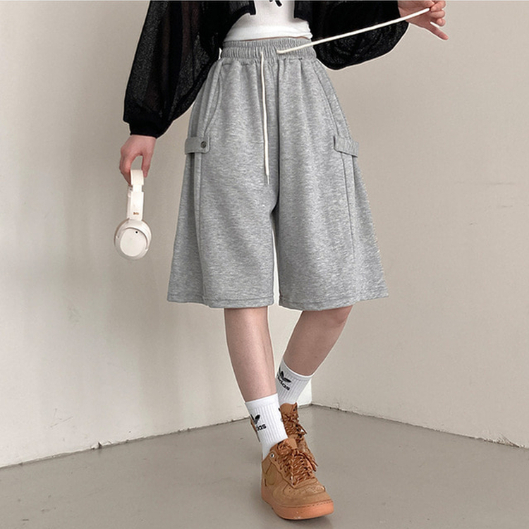 너디 사이드 비죠 트레이닝 반바지 버뮤다 팬츠 그레이