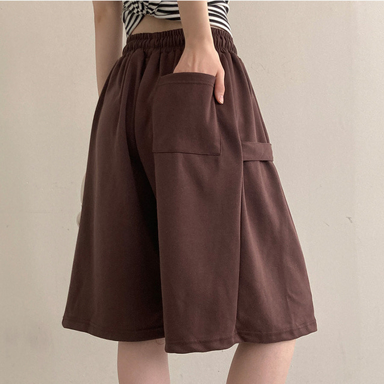 너디 사이드 비죠 트레이닝 반바지 버뮤다 팬츠 브라운