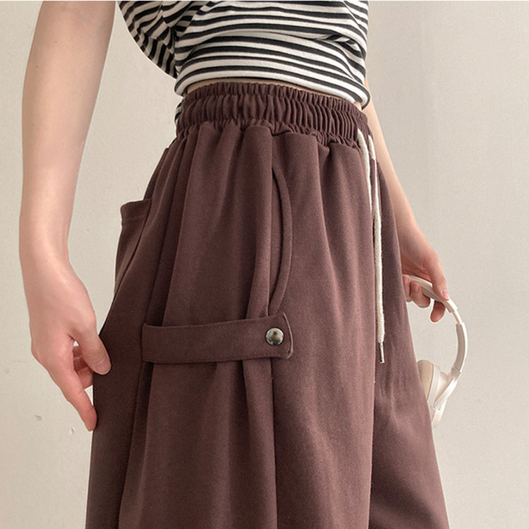 너디 사이드 비죠 트레이닝 반바지 버뮤다 팬츠 브라운