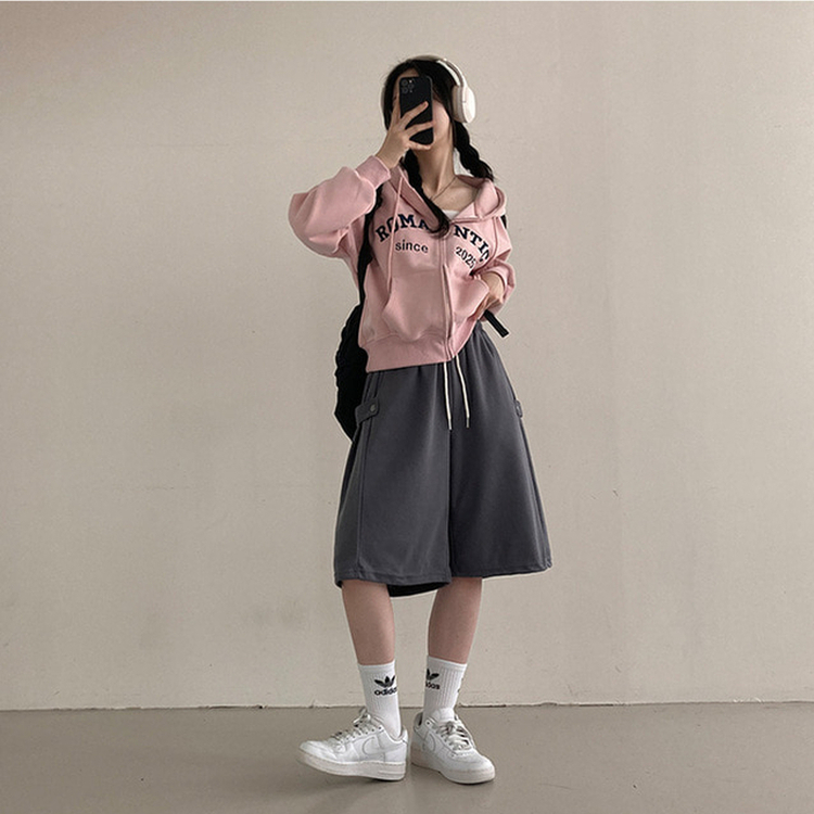 너디 사이드 비죠 트레이닝 반바지 버뮤다 팬츠 차콜