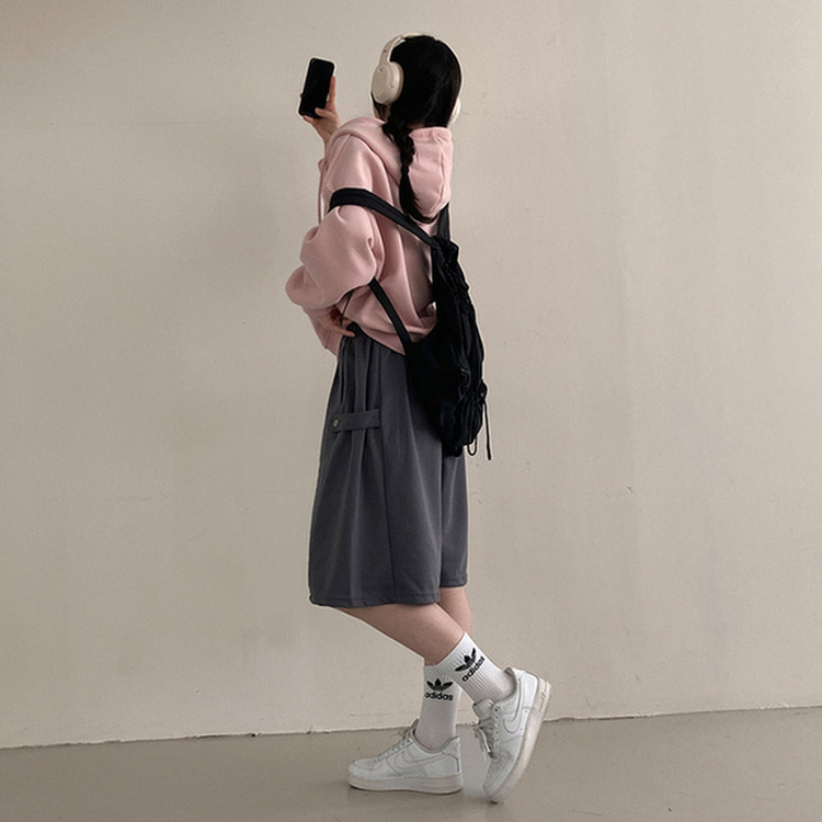 너디 사이드 비죠 트레이닝 반바지 버뮤다 팬츠 차콜