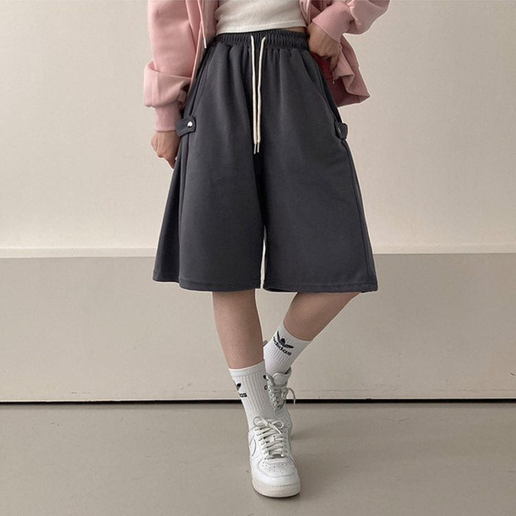 너디 사이드 비죠 트레이닝 반바지 버뮤다 팬츠 차콜