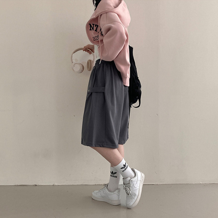 너디 사이드 비죠 트레이닝 반바지 버뮤다 팬츠 차콜