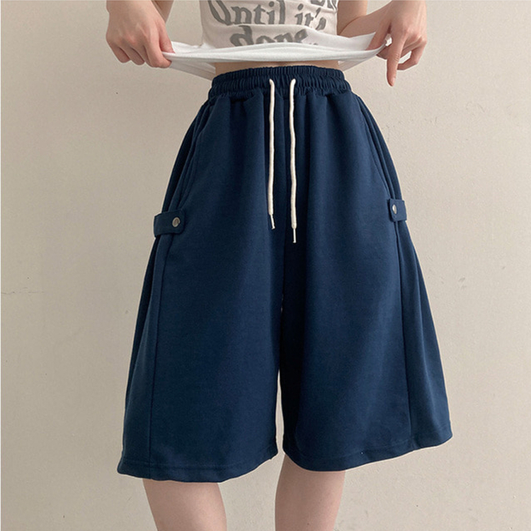 너디 사이드 비죠 트레이닝 반바지 버뮤다 팬츠 네이비