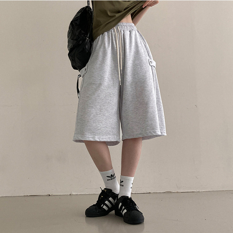 너디 사이드 비죠 트레이닝 반바지 버뮤다 팬츠 백멜란지