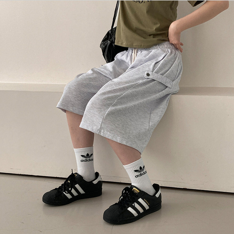 너디 사이드 비죠 트레이닝 반바지 버뮤다 팬츠 백멜란지