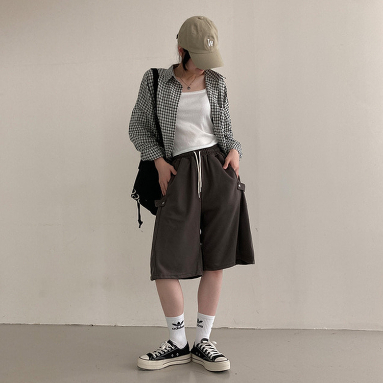 너디 사이드 비죠 트레이닝 반바지 버뮤다 팬츠 카키