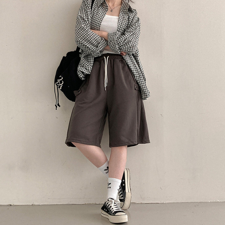 너디 사이드 비죠 트레이닝 반바지 버뮤다 팬츠 카키