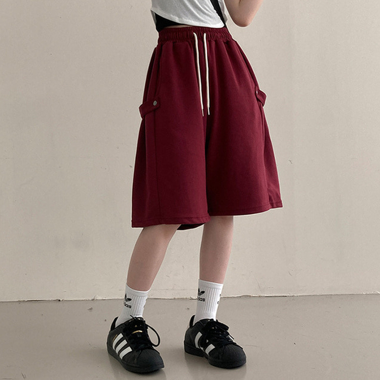 너디 사이드 비죠 트레이닝 반바지 버뮤다 팬츠 레드