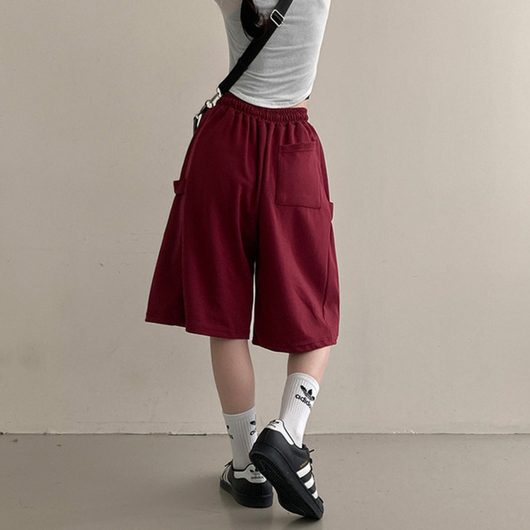 너디 사이드 비죠 트레이닝 반바지 버뮤다 팬츠 레드