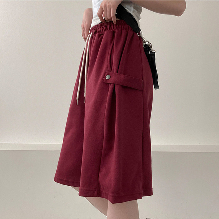 너디 사이드 비죠 트레이닝 반바지 버뮤다 팬츠 레드