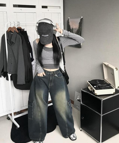 長袖Tシャツ 【SET】レイヤードストライプTシャツ CHARCOAL