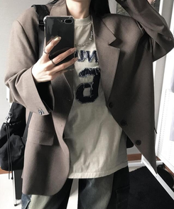 オーバーフィットボタンジャケット KHAKI