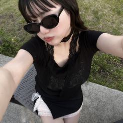 半袖Tシャツ 【+タイ】エンジェルボートネック半袖Tシャツ BLACK