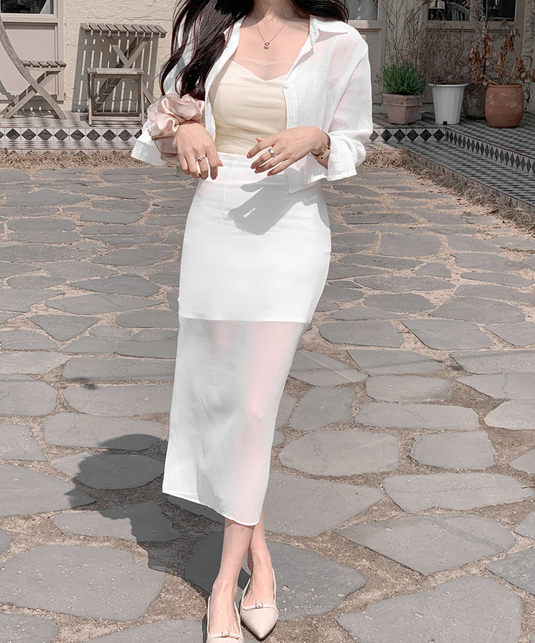 シフォンシースルーロングスカート｜ミディ/ロングスカート