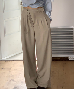 スラックス 【ベルト付き】ロープラインスラックス BEIGE