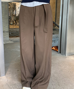 スラックス 【ベルト付き】ロープラインスラックス BROWN