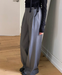 スラックス 【ベルト付き】ロープラインスラックス GRAY