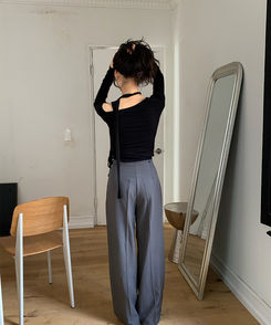 スラックス 【ベルト付き】ロープラインスラックス GRAY