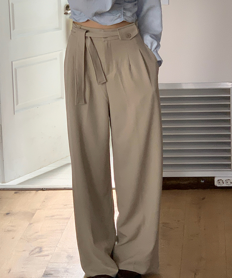 【ベルト付き】ロープラインスラックス BEIGE